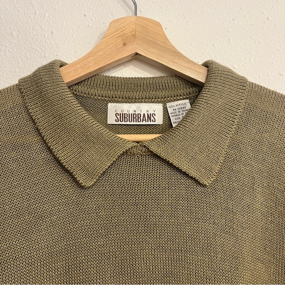 Vintage Beige Knit Polo Top Size M - Picture 3 of 5